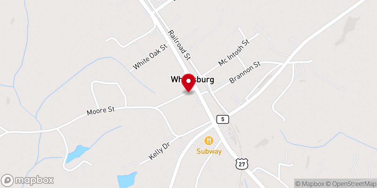 Map showing location of Whitesburg Baptist Church