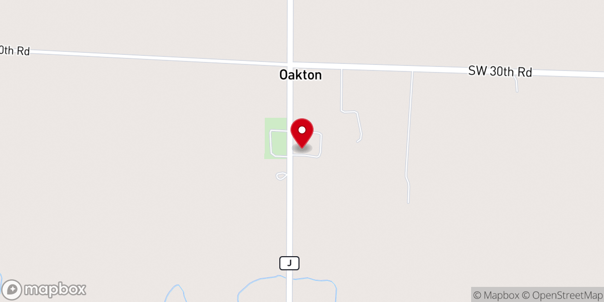 Map showing location of Oakton Church