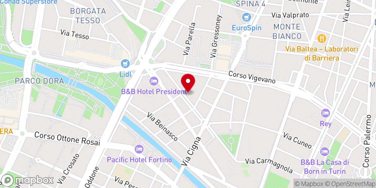 Map showing location of Misión Cristiana Elim Torino