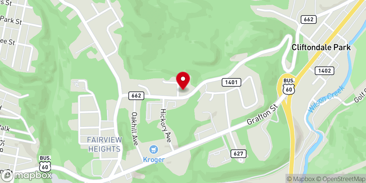 Map showing location of Oak Hill Bible Church