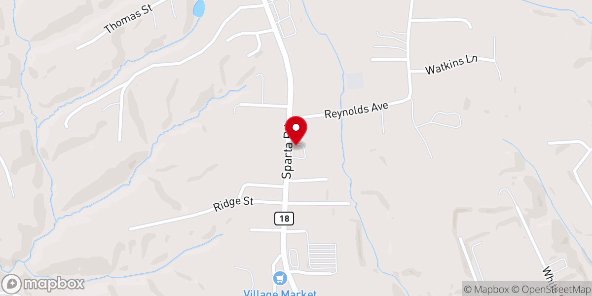 Map showing location of Beulah Presbyterian Church