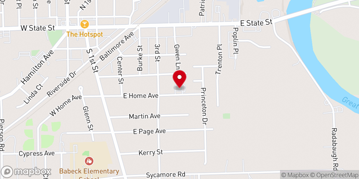Map showing location of Home Ave First Church of God