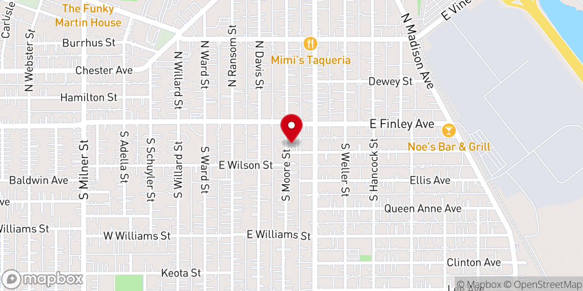 Map showing location of SouthSide Foursquare Church