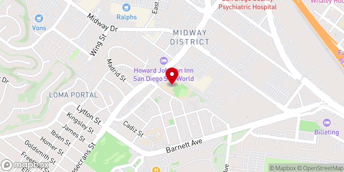Map showing location of Captivate Church - Point Loma East Campus