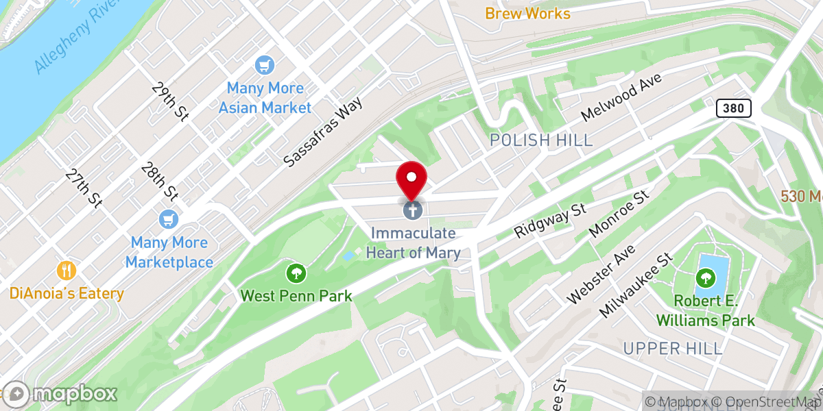 Map showing location of Immaculate Heart of Mary Church