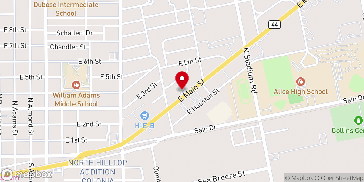 Map showing location of Chicken Express