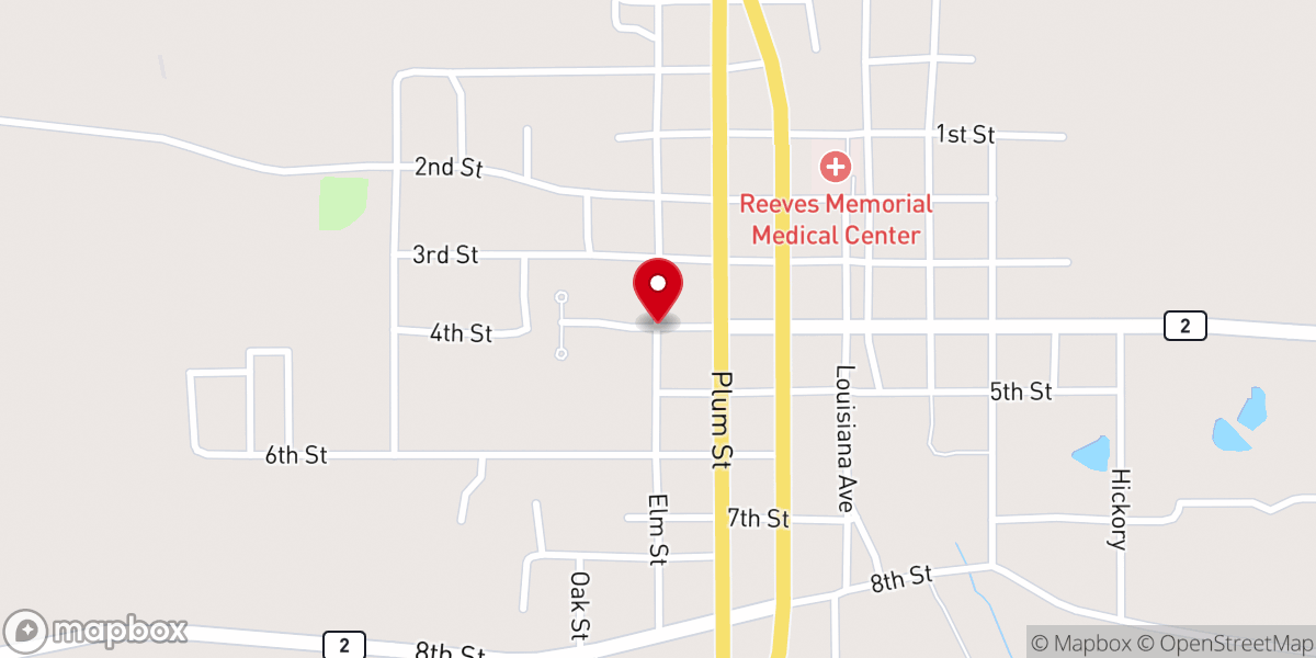 Map showing location of Union Parish Tourist Center