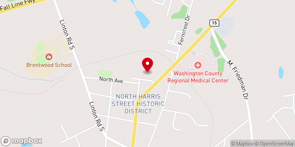 Map showing location of Sandersville Community Church