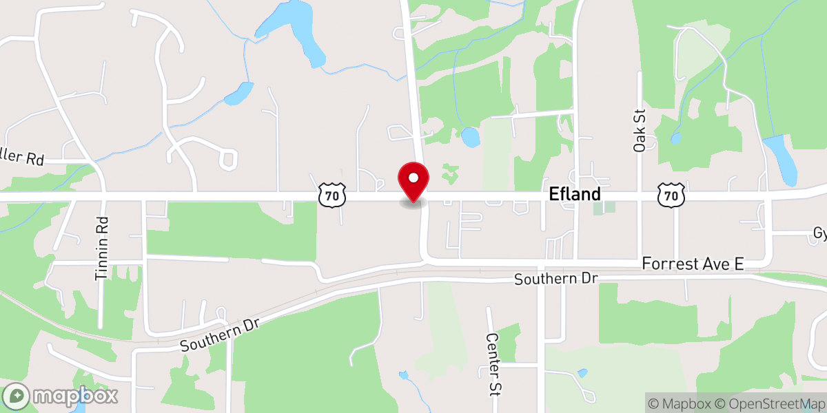 Map showing location of Efland Presbyterian Church