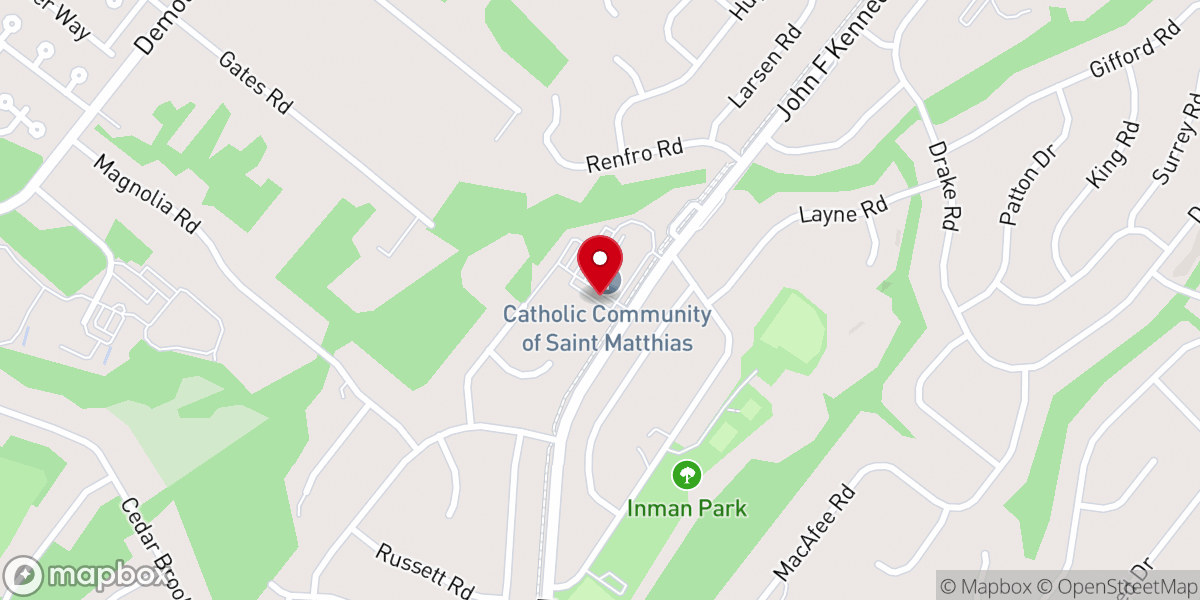 Map showing location of St Matthias Catholic Church