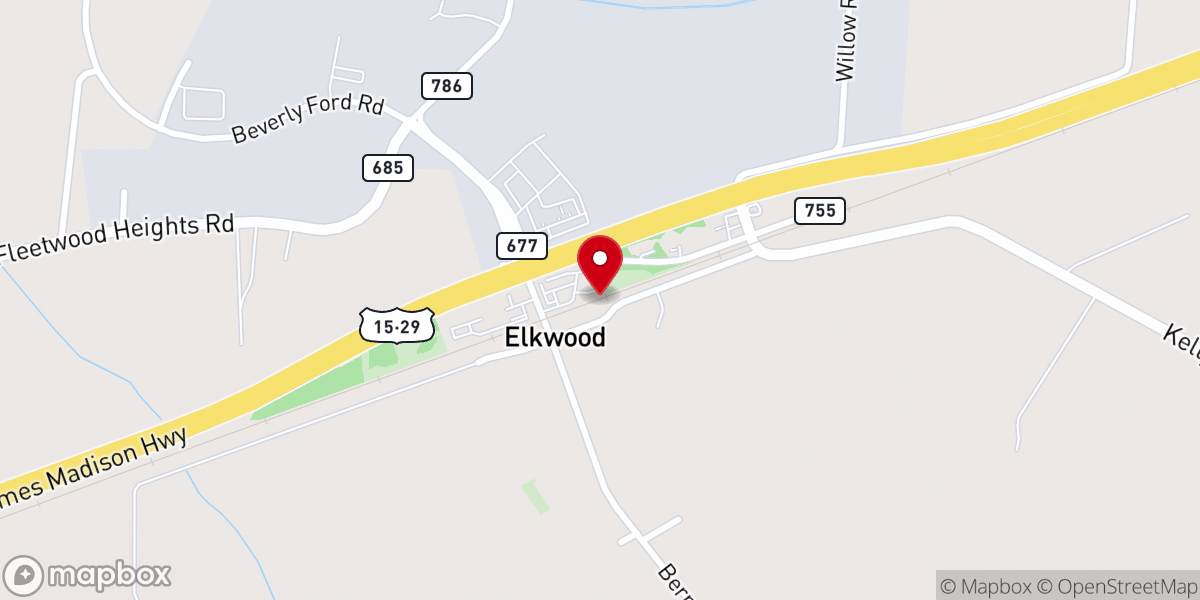 Map showing location of Elkwood