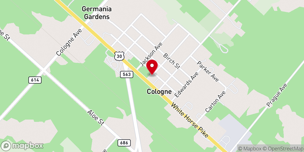 Map showing location of Cologne, NJ 08213