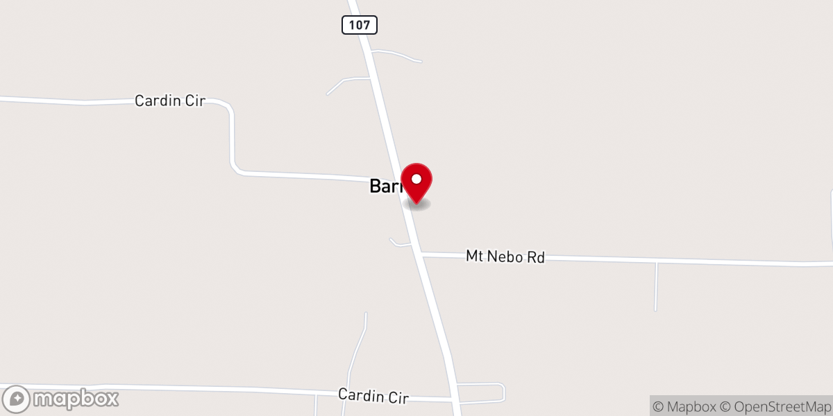 Map showing location of Barney Church of Christ