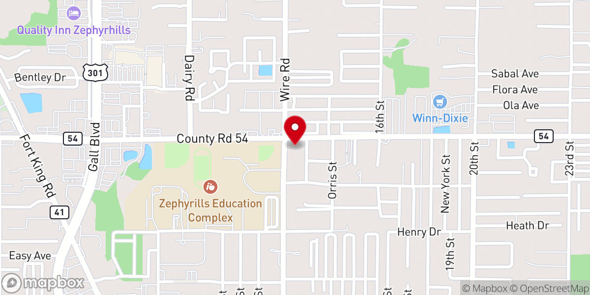 Map showing location of Oasis Church At Zephyrhills