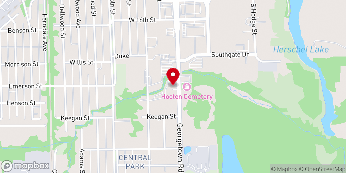 Map showing location of Calvary Baptist Church