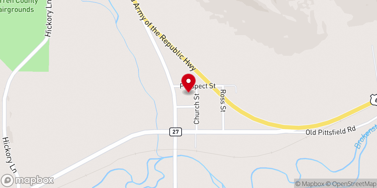 Map showing location of Pittsfield Otterbein Global Methodist Church