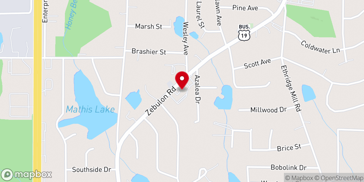 Map showing location of Southside Baptist Church