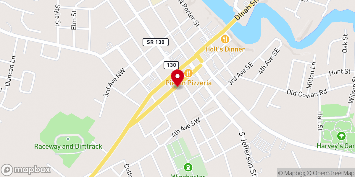 Map showing location of Winchester First Baptist Church