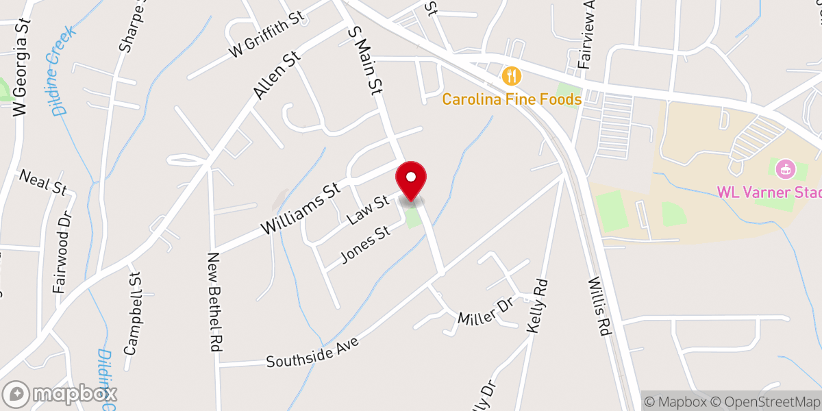 Map showing location of Trinity A.M.E. Zion Church