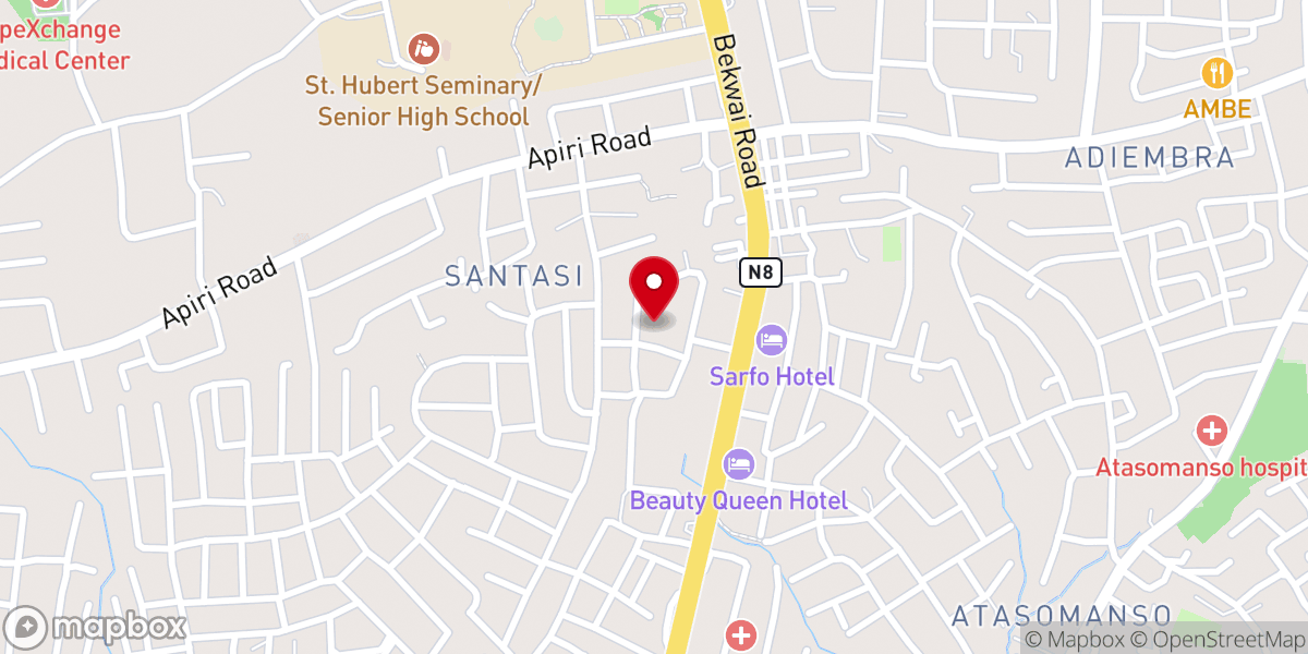 Map showing location of Presbyterian Church Santasi