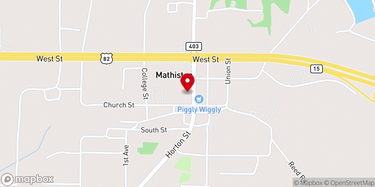 Map showing location of Mathison Baptist Church