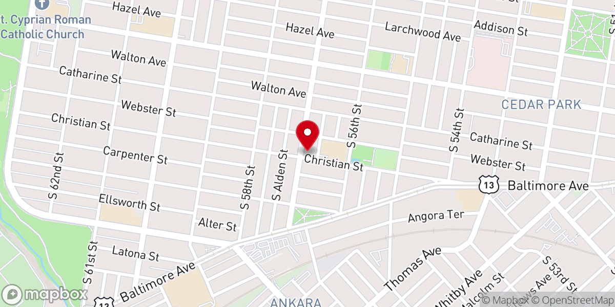 Map showing location of Ebenezer Temple
