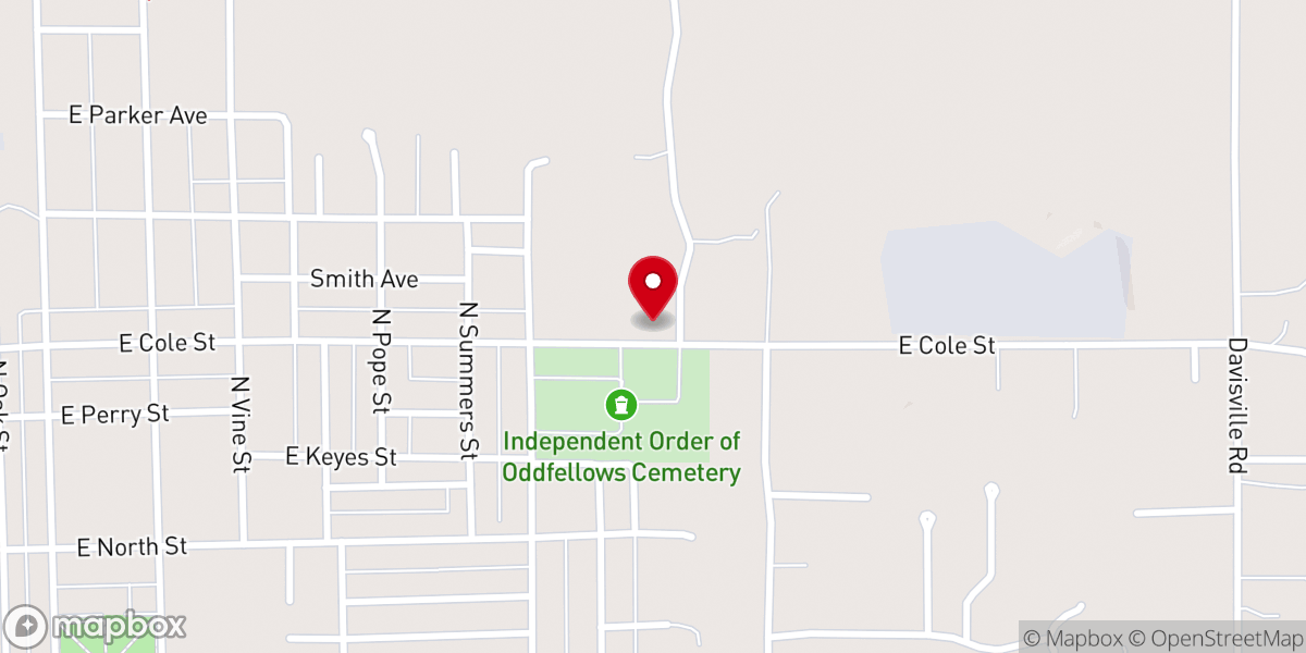 Map showing location of Philadelphia Baptist Church