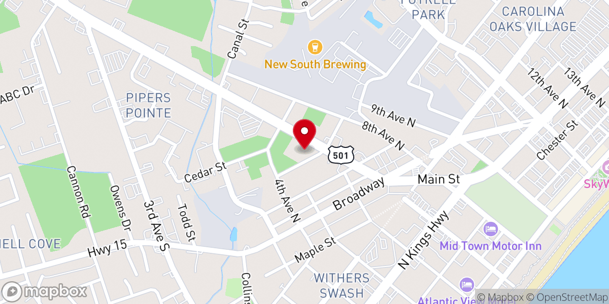 Map showing location of Wedding Chapel by the Sea
