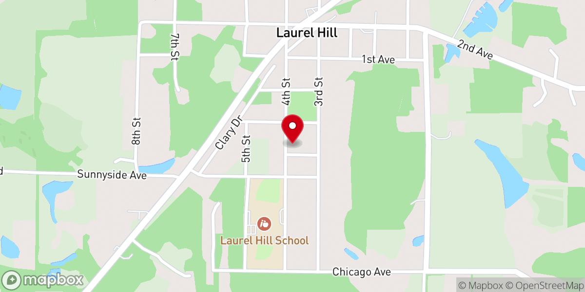 Map showing location of Laurel Hill Presbyterian Church