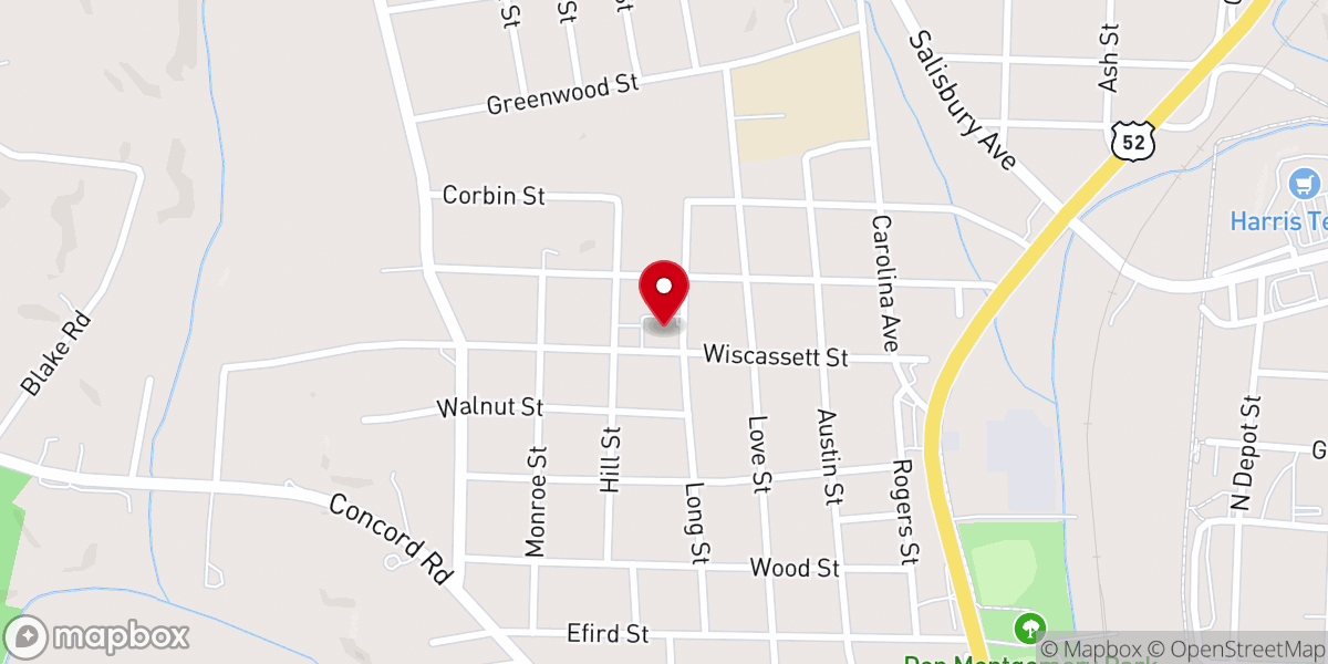 Map showing location of Oak Grove Baptist Church