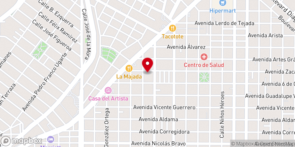 Map showing location of Parroquia de Cristo Rey