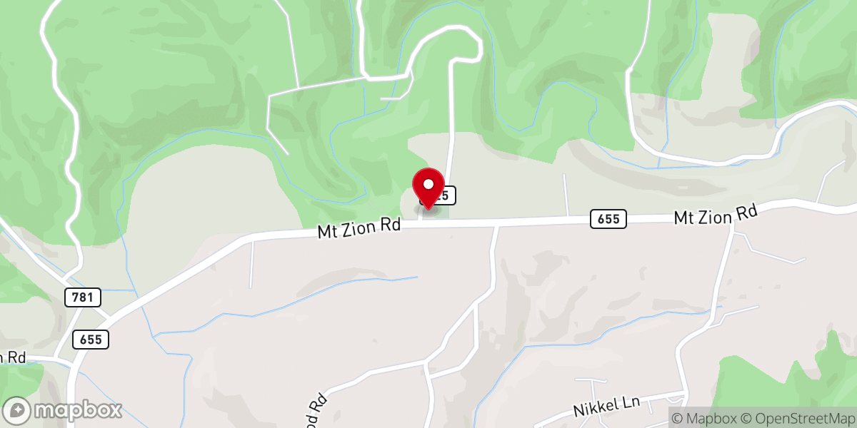 Map showing location of New Mount Zion Lutheran Church