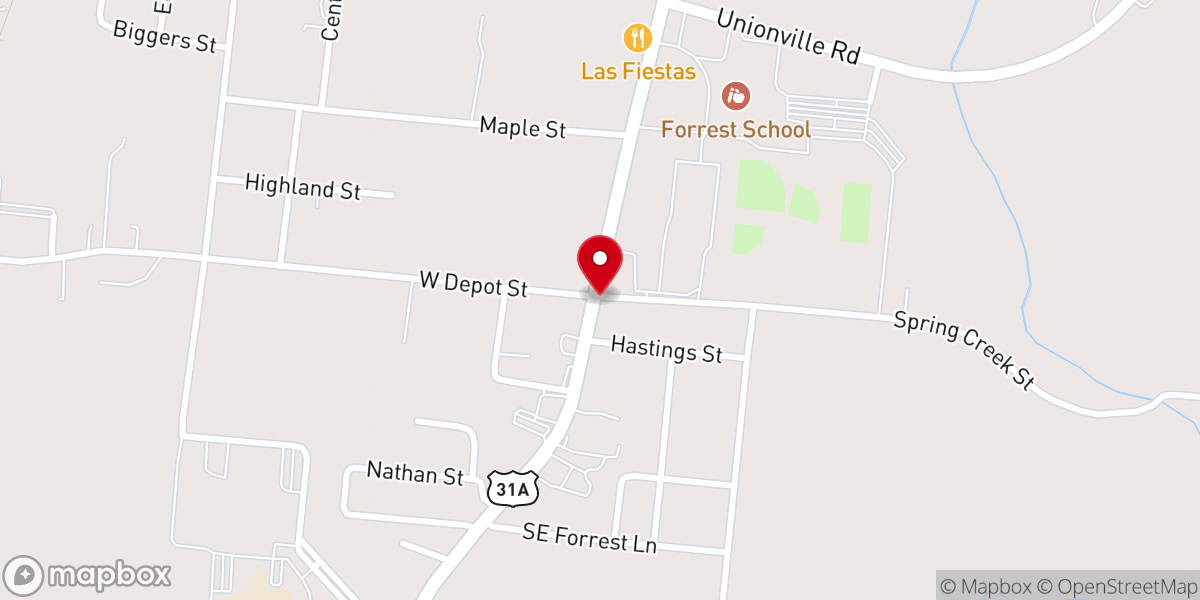 Map showing location of Main Street Flowers