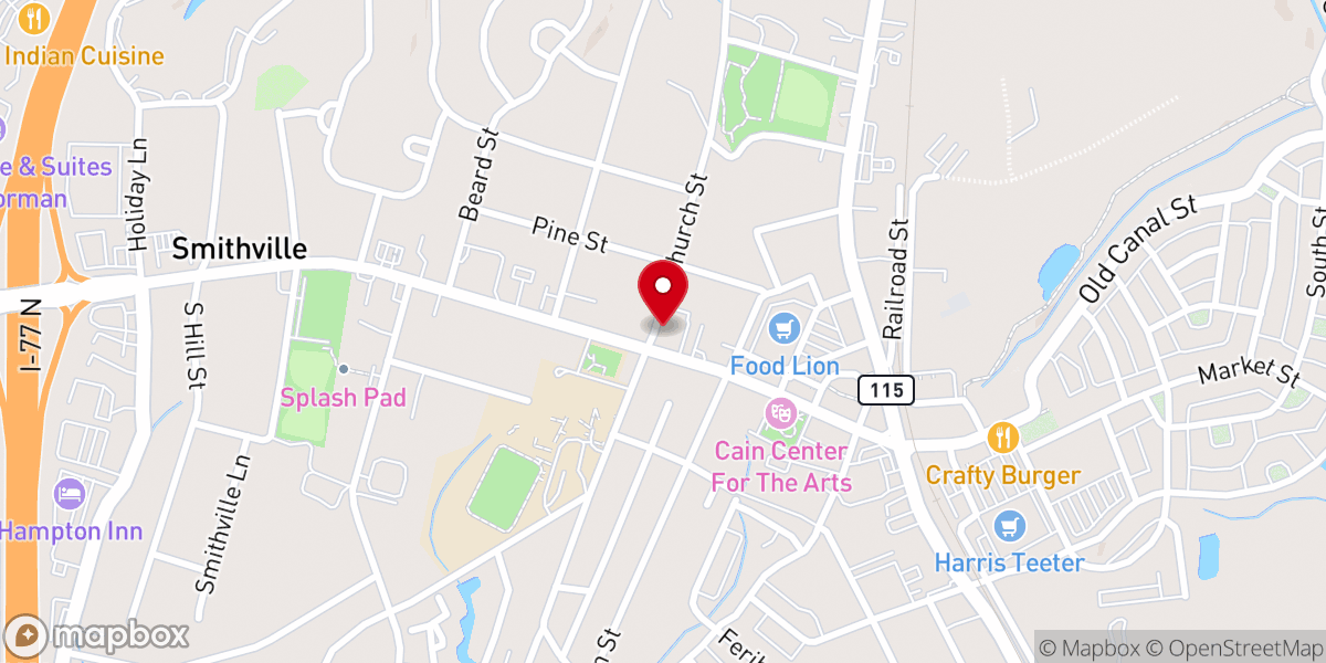 Map showing location of Cornelius Presbyterian Church