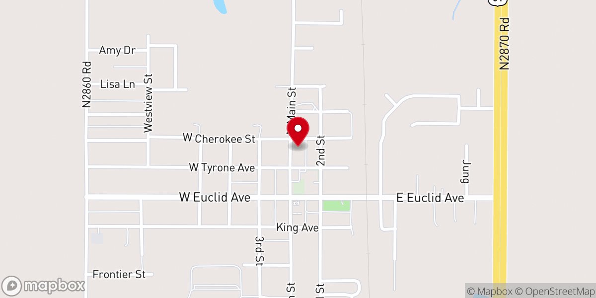 Map showing location of Waukomis Community Church