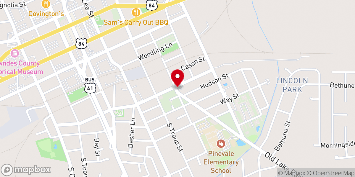 Map showing location of Tabernacle Church of God