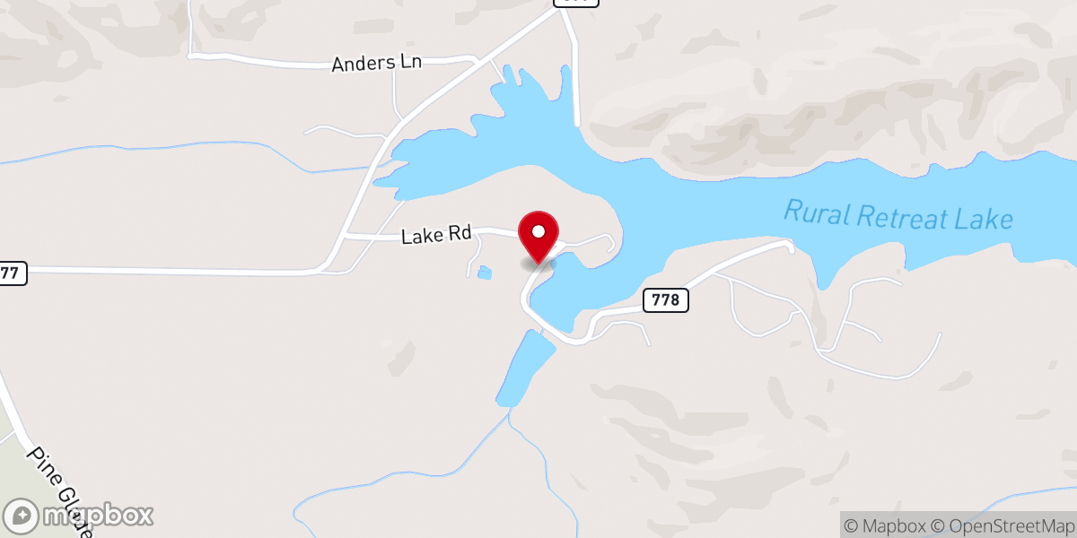 Map showing location of Rural Retreat Fishing Lake
