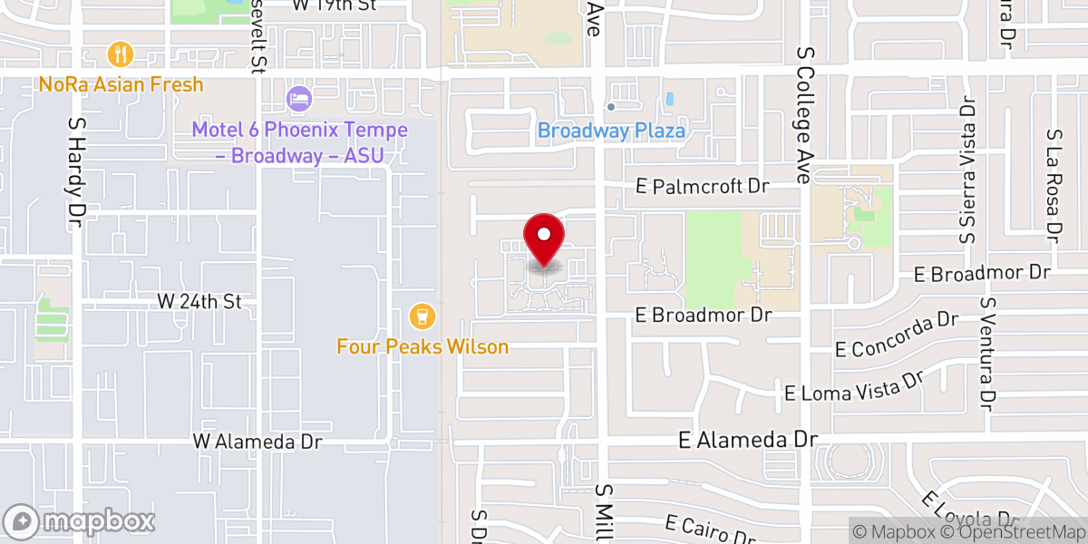 Map showing location of Tempe Church of Christ