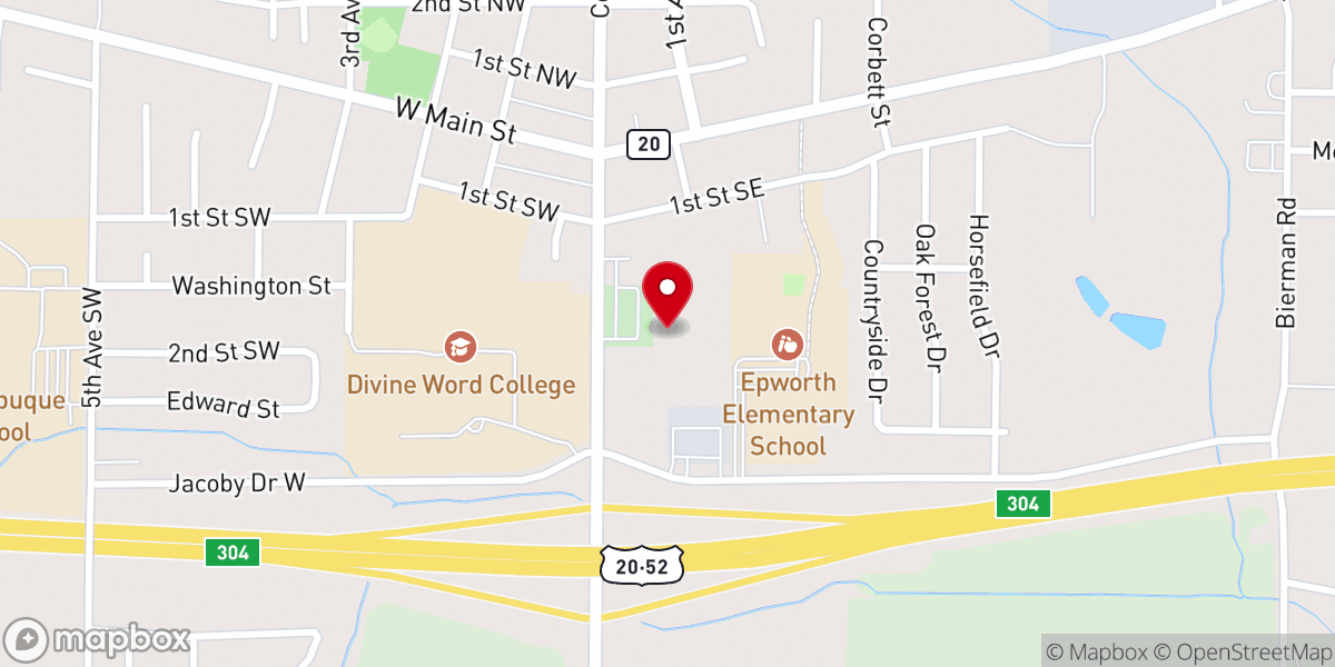 Map showing location of West Dubuque Global Methodist Church
