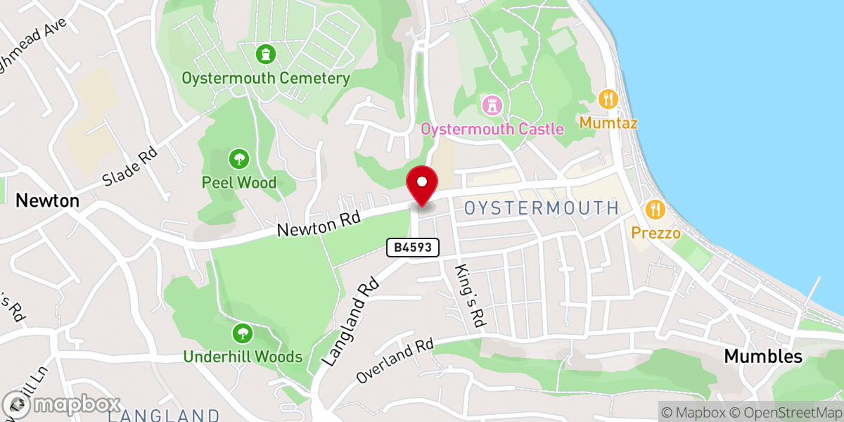Map showing location of Mumbles Baptist Church