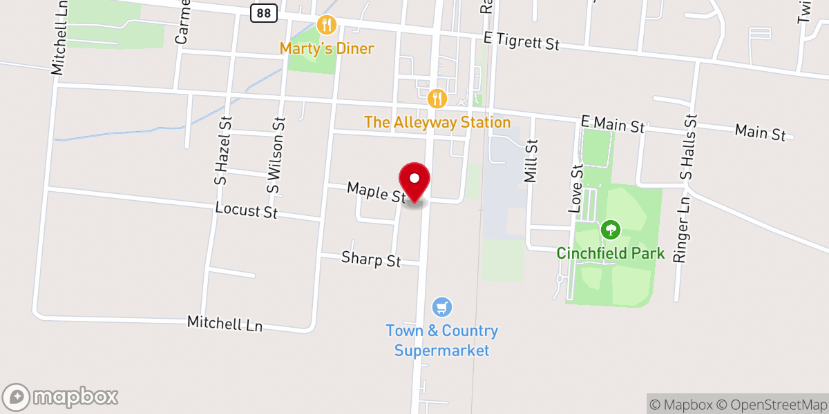 Map showing location of Lauderdale County Bank