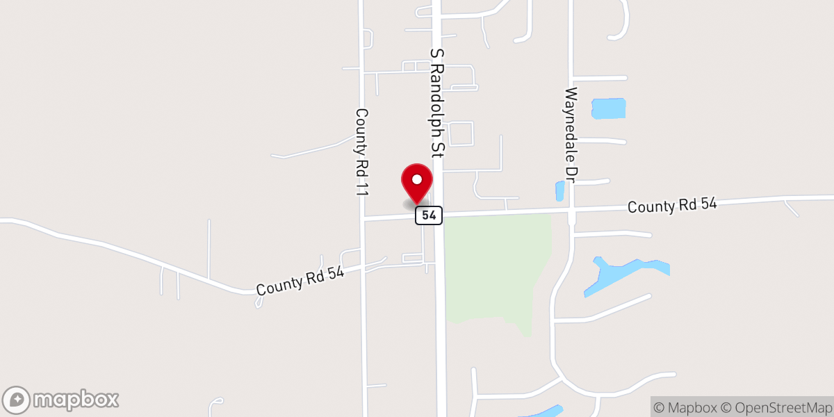 Map showing location of Church at Garrett