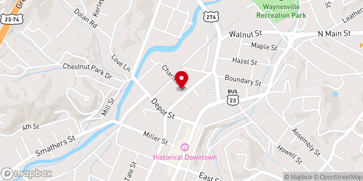 Map showing location of Haywood Christian Ministry Inc