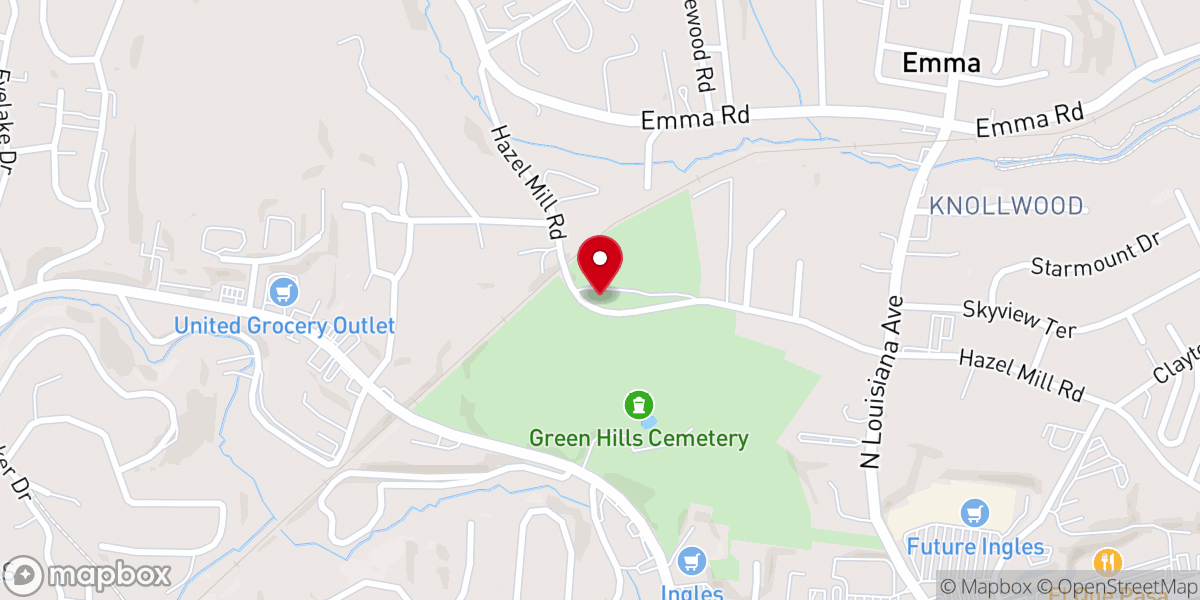 Map showing location of Harmony Hill Church