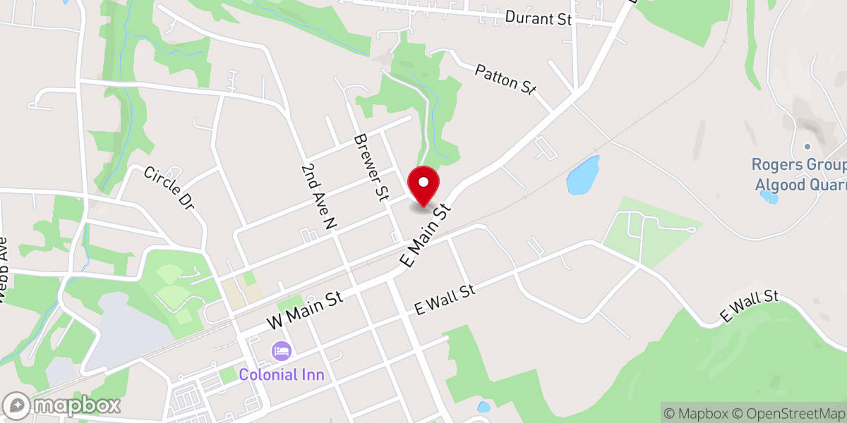 Map showing location of Algood Cumberland Presbyterian Church