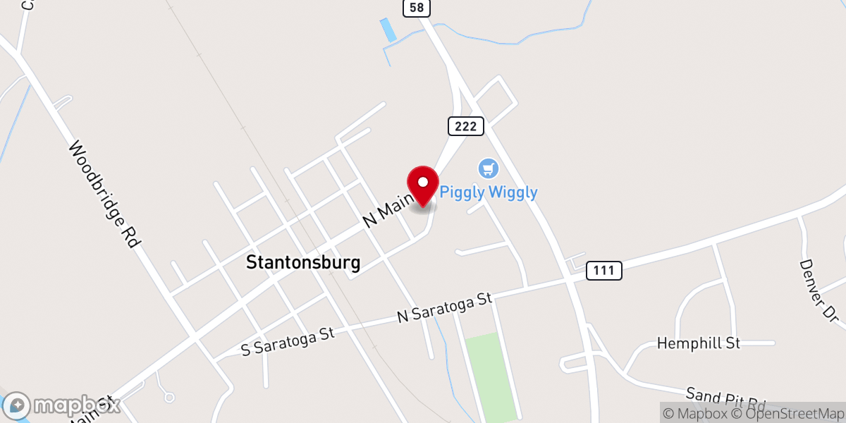 Map showing location of Greater Zion Free Will Baptist Church