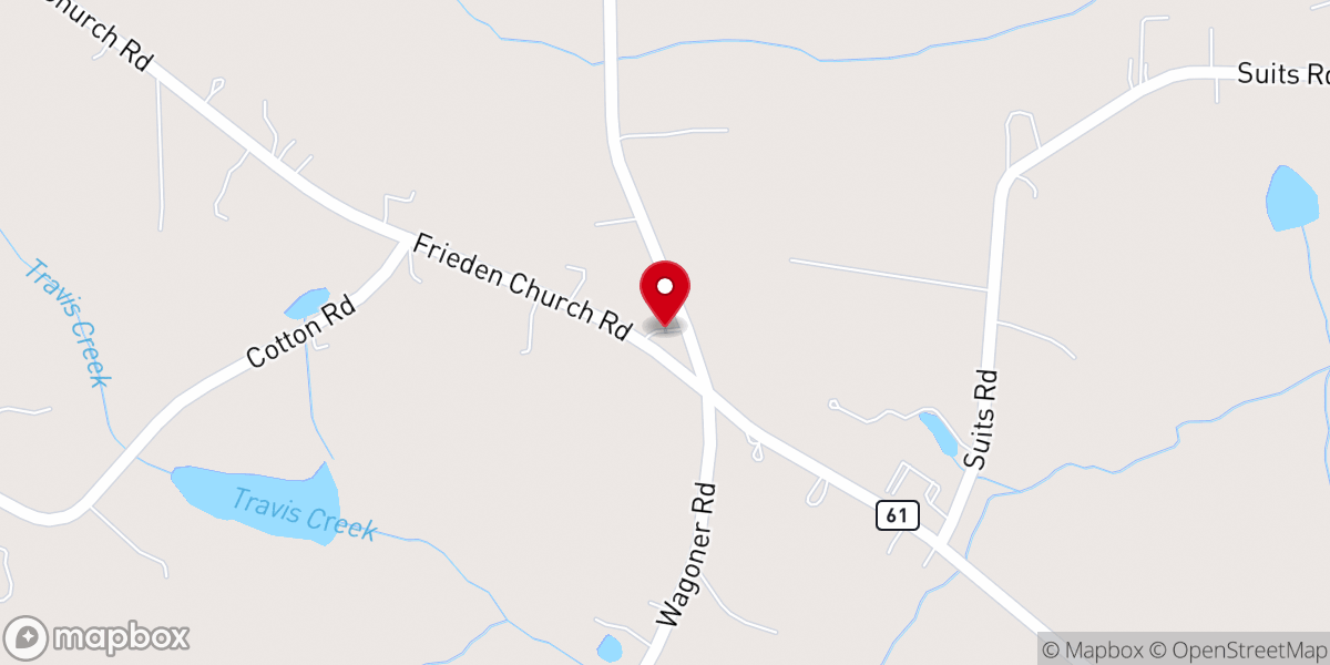 Map showing location of Friedens Lutheran Church ELCA