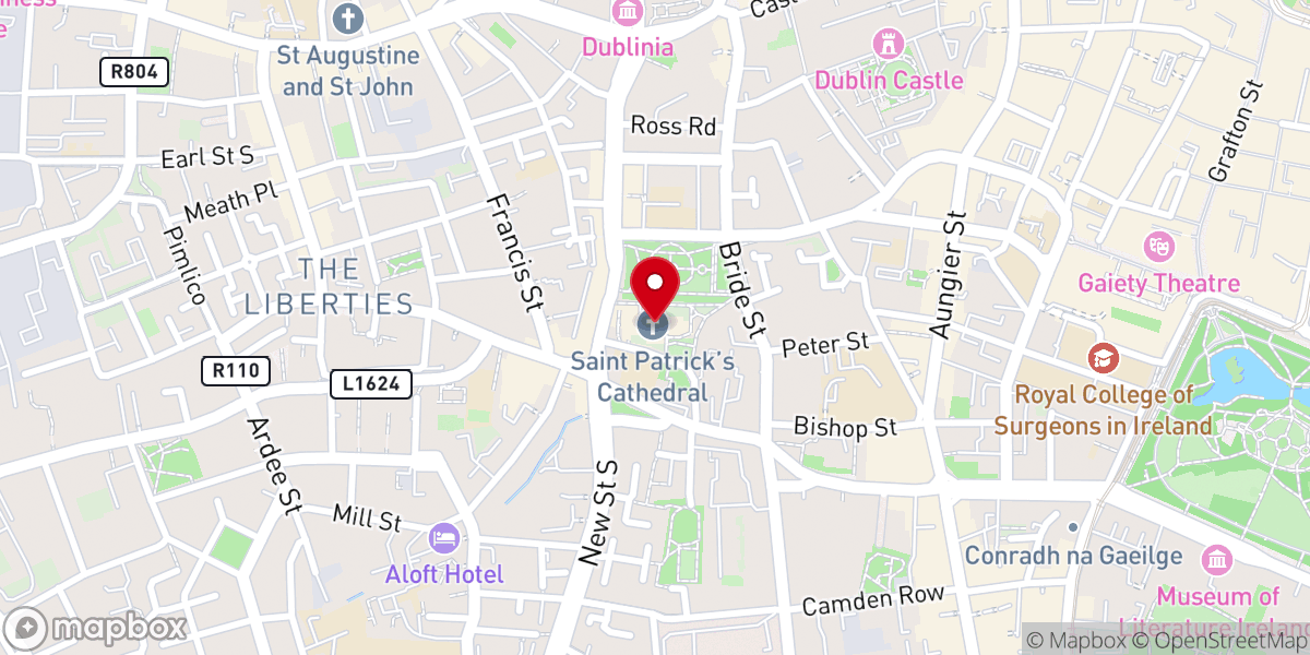 Map showing location of St Patrick's Cathedral