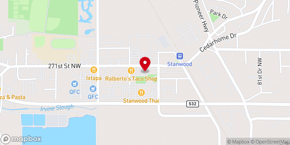 Map showing location of Stanwood Foursquare Admin Building