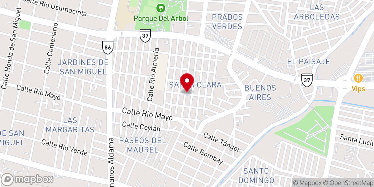 Map showing location of Iglesia Cristiana Nueva Jerusalén